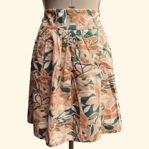 J. Crew Women's A-Line Cotton Skirt‎ Size 0 Multicolor Pockets Knee Length Lined